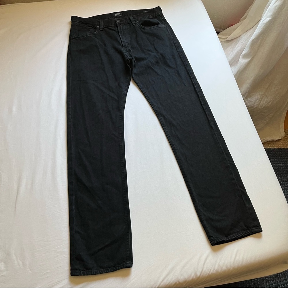 AGOLDE men’s‎ black denim straight slim leg cropped jeans